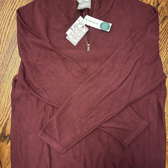 Flag & Anthem Burgundy Mens Quarter Zip Mockneck Sweater - XXL NWT - Picture 2 of 3
